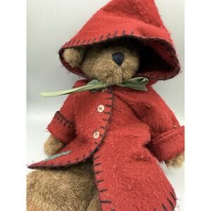 Boyds Bears Plush Teddy Red Hooded Coat Christmas Holiday Little Red Bear